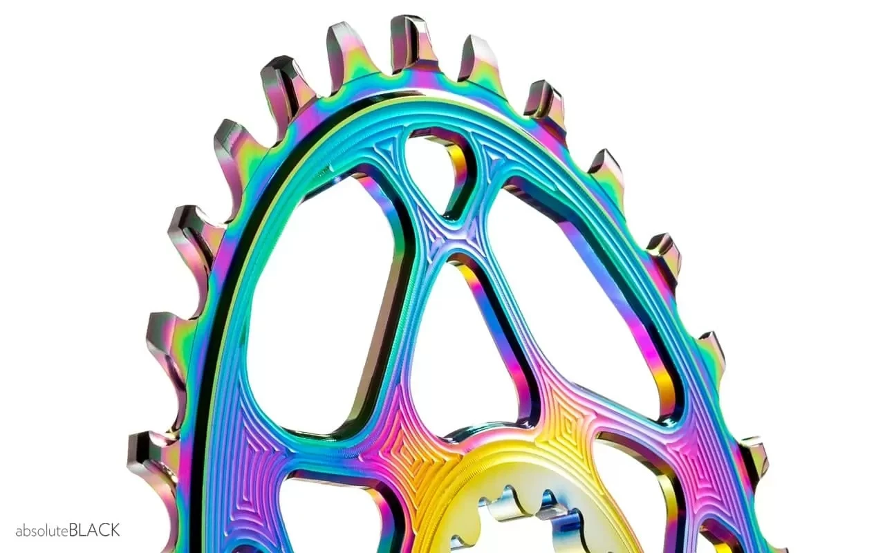 Absolute Black Sram Oval Boost 3mm Offset Spiederless 28 Zähne Rainbow Kettenblatt 5 Absolute Black Sram Oval Boost 3mm Offset Spiederless 28 Zähne Rainbow Kettenblatt – Bild 3